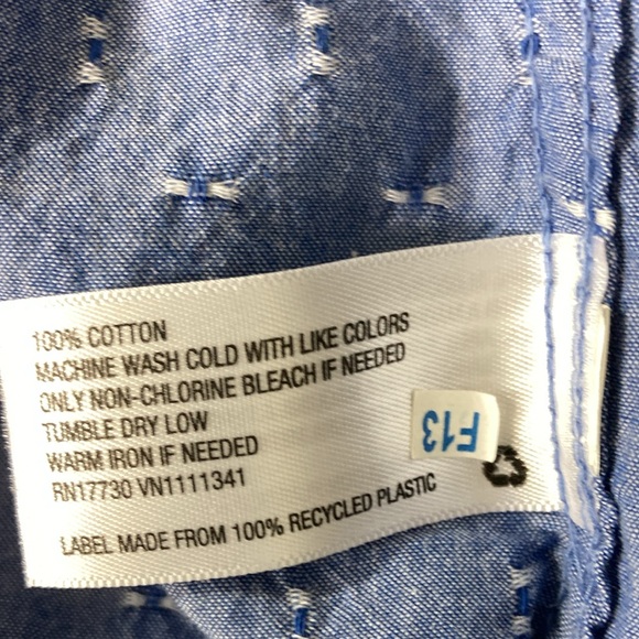 Merona Top/Blouse Women Size Large Blue Button Placket Long Sleeve 100% Cotton - Picture 9 of 9